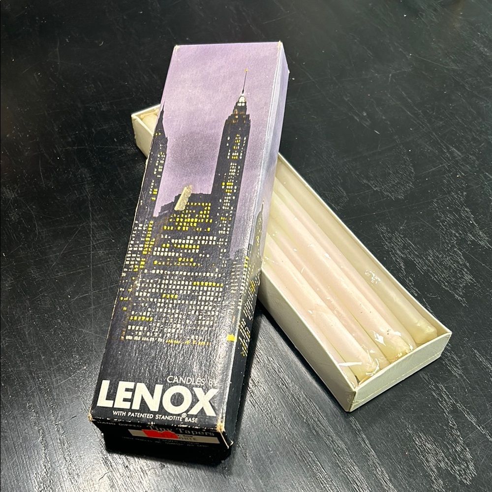 Lenox Vintage White Candle Set in Elegant Box long taper- tablewear 10 in